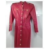 Michael Hoban long red leather jacket w/ gold