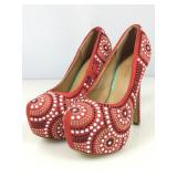 Cape Robbin stiletto high heel shoes red color