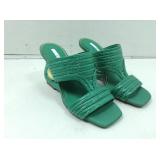 Gianni Bini green leaf print wedge shoe w/gold