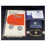 Jeffeerson Nickels Book W/7 Silver Nickels & Proof