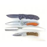 4 Pocket Knives and Straight Razor