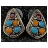 Sterling Earrings Signed Feather Symbol, Tw 5.5g