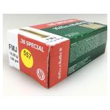 50 Rounds 38 Spl Ammo - 158gr FMJ