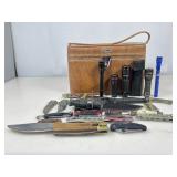 Assorted Knives, flashlights and more