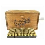 200 Rounds 44 Mag Ammo with Vtg Wood Ammo Crate