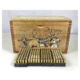 200 Rounds 44 Mag Ammo with Vtg Wood Ammo Crate