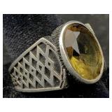 Sterling Ring W/stone, Tw 7.5g, Sz 9.75