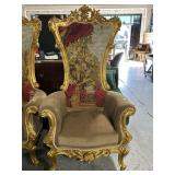 Gold Gilt French Baroque Throne Chair with