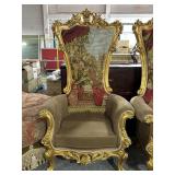 Gold Gilt French Baroque Throne Chair with