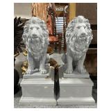 Pair Composite Lion Statues - not attached to