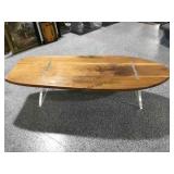 Vtg MCM Surfboard Coffee Table - Wood and Lucite