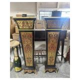 Pair French Louis XV Style Boulle Stands - Stone