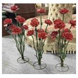 3pcs Metal Rose Flower Decorations approx. 3ft
