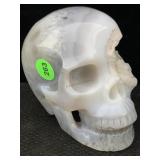 4in Agate Geode Carved Skull w/ Natural Druzy
