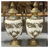 Pair French Louis XVI-Style Marble Urns with