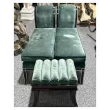 Pair Vtg Hollywood Regency Setees with Foot Stool