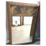 Antique Trumeau Mirror Featuring Italian Scene Of