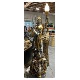 8ft Signed Monumental Metal Woman Sculpture Lamp