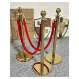 3pc Gold-Plated Stanchions with Red Velvet Ropes
