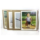 6 Kid Themed Sports Prints On Paper. Assorted
