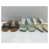 3 pr shoes, sandals flat & short heel, sizes 7 &