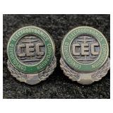 2 Vtg Sterling Cec Pins, Tw 3.8g