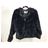 CISONO faux fur black jacket w/hood, sz XS