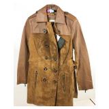 Iman Global Chic tan leather & suede jacket, sz