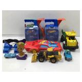 Hot wheels parts, ertl tractor, tonka tractor.