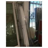 Light fixtures mounted on metal bars, approx 84in