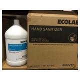 Box of Ecolab hand sanitizer. 4x1 gallon jugs