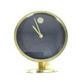 Vtg MCM Howard Miller Brass Quartz Desk Clock.