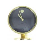 Vtg MCM Howard Miller Brass Quartz Desk Clock.