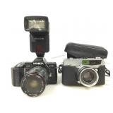 2 35mm Film Cameras. Petri 7s and Minolta Maxxum