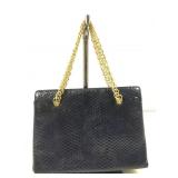 Vtg Koret Navy Blue Embossed Scales Leather