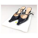 Prada Italian Made Black Leather Slingback Kitten