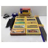 Life - Like train cars, assorted, track & switch