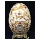 Hand Painted Porcelain Egg 7in H