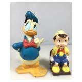 2 Vtg Disney Character Rubber Banks. Donald Is