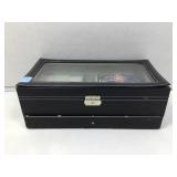 Jewelry case, black, lid damaged & more