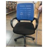 Blue rolling office chair