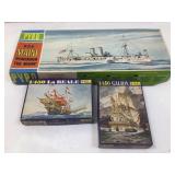 3 Model ship build kits. Open box. Heller 1/450