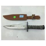 Camo utility knife w/leather sheath