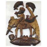 Wooden Jamaican style wall hanging, Man on horse