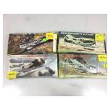 4 heller 1/72 scale Model build kits. Open box