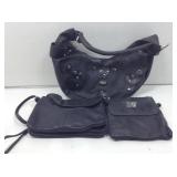 Black leather fashion handbags purses
