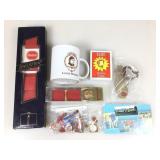 Borden, belt, bag strap, playing cards, golf bag