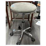 Rolling Gray and Chrome Stool