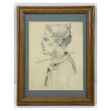 Signed Pencil Sketch Of Navy Sailor 11x14