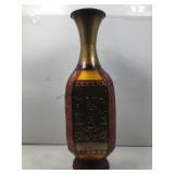 Multi color tin vase, 27 in tall, some chipped